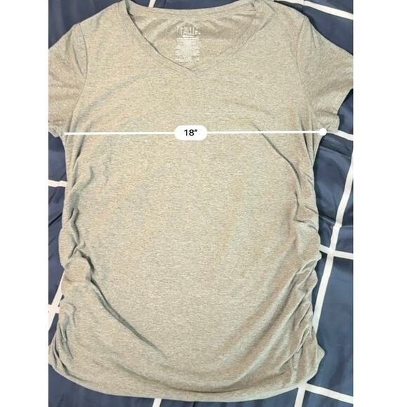Time and Tru Women’s Size Medium Maternity Gray Rouched Short Sleeve Top - Picture 5 of 6